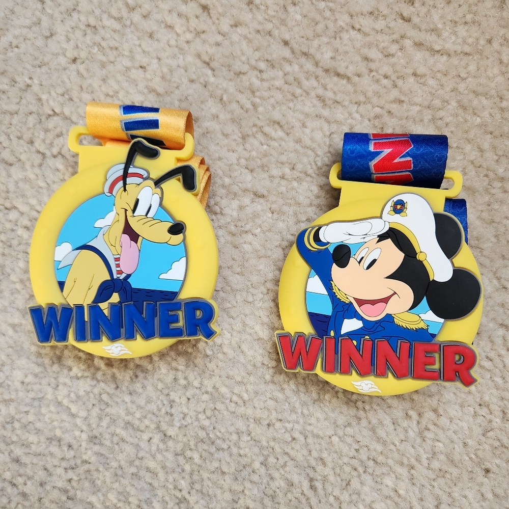 Set of 2 Disney Cruise Line DCL Trivia Winner Medals Mickey and Pluto